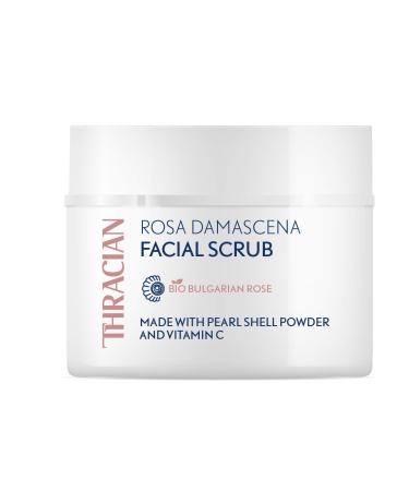 Thracian Organic Rosa Damascena Thracian Facial Scrub gentle natural exfoliant with vitamin C for blackheads wrinkles and enlarged pores improves skin texture 100 ml 3.4 fl oz