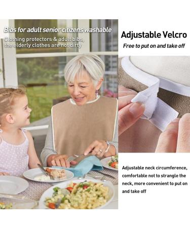 Pozico Adjustable Waterproof Bibs for Adults - 4 Pack Easy Clean with Crumb Catcher Unisex Terry Towel Protection for Seniors and Caregivers - Buy Online on GoSupps.com