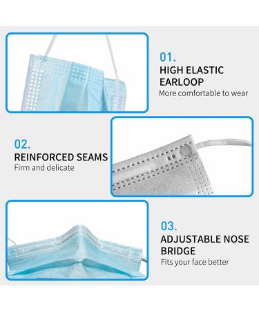 FFG Face Mask 50PCS Adult Disposable Masks 3-Layer Filter Protection Blue (#11000) - Buy Online on GoSupps.com