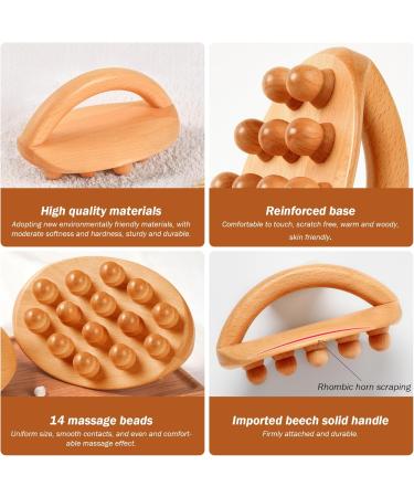 Wood Therapy Massage Tools - 14 Pearl Wood Roller for Lymphatic Drainage & Cellulite Massage | Gua Sha Holz-Massage Device - Buy Online on GoSupps.com