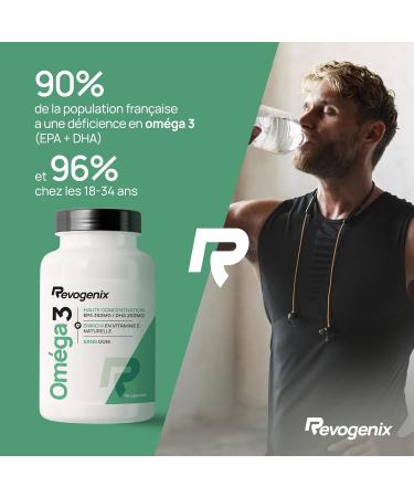 Om ga 3 | Huile de Poissons Sauvages et Vitamine E | Riche en Acides Gras 350 mg EPA + 250 mg DHA pour 2 Capsules | Huile Pure Concentr e et Enrichie en Antioxydants | 90 Capsules Molles | Revogenix - Buy Online on GoSupps.com
