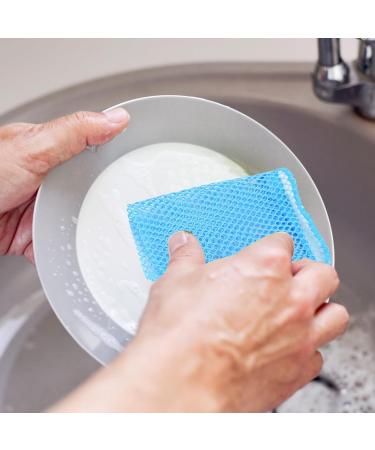 volumoon Polyester Dish Cloths for Kitchen 12 Pcs Dish Washing Net Cloths Scrubbers Wash Cloths Non-Stick Scrubbers Wash Cloths Odor Free/Quick Dry for Kitchen Dishwashing Washing Up (Grey+Blue) - Buy Online on GoSupps.com