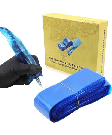 Clip Cord Covers - Beoncall Clip Cord Sleeves 125Pcs Disposable Pen Covers Cartridge Clip Cord Covers Bags Machine Power Line Protection Bags Plastic Blue for Power Cord… 125pcs(Blue)
