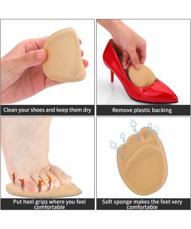 Sibba High Heel Cushion Pads - 10 Pairs, Adjustable Toe Filler Inserts, Prevent Heel Slipping & Blisters, Brown - Buy Online on GoSupps.com