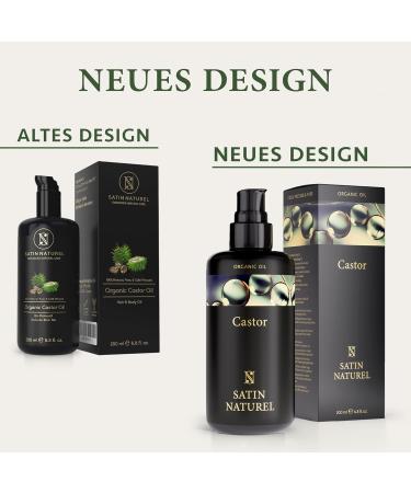 Organic Cold-Pressed Castor Oil 200ml - 100% Pure Natural Vegan Hair Growth Oil for Eyelashes Eyebrows Nails - Cruelty-Free | Satin Naturel - Buy Online on GoSupps.com