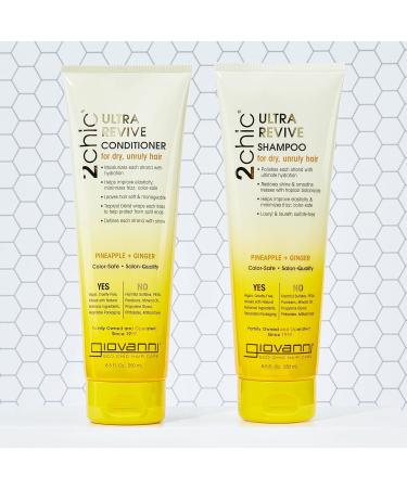 GIOVANNI 2chic Ultra-Revive Shampoo - Moisturizing Pineapple & Ginger for Dry Hair - Sulfate Free Paraben Free Color Safe - 24 oz International Shipping - Buy Online on GoSupps.com