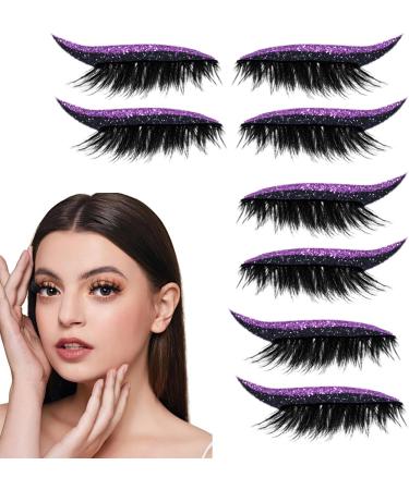 Mxshc False Eyelashes 4 Pairs SelfAdhesive Eyelash Strips Reusable Make Up Glue for Daily Use Party Travel Purple - Buy Online on GoSupps.com