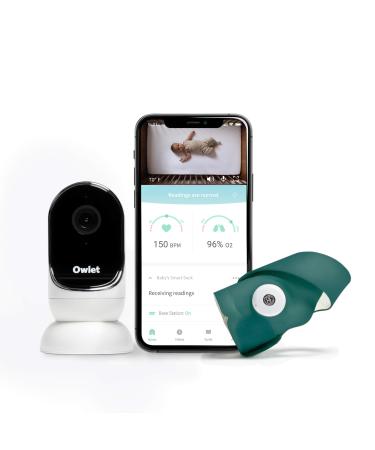 Owlet Monitor Duo - Cam and Smart Sock 3 - Baby Monitor with HD Video Camera - Night Vision and Audio - Track Heart Rate Oxygen and Sleep Trends (0-18 months) Smart Sock 3 + Cam 1 Deep Sea Green