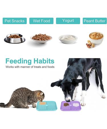 2 Pack Feeding Mat for Dogs & Cats | Slow Feeder & Non-Slip Design | Anxiety Relief & Training | Perfect for Yogurt & Peanut Butter | Blue & Purple - Buy Online on GoSupps.com