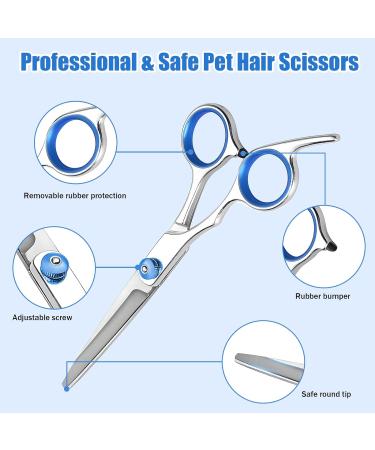 5 Pcs Dog Grooming Tool Set Pet Hair Care Thinning Shears Professional Dog Grooming Curved Scissors with Comb & Storage Bag Safety Round Tip Stainless Steel Dog Hair Scissors for Face Body Paws - Buy Online on GoSupps.com