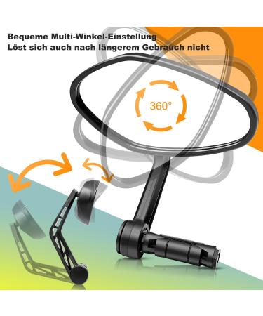 Clhmily & Z Universal Bicycle Mirror for Handlebars - Convex Glass Rotatable Scratch-Resistant E-Bike Side Mirror - Wider Angle for Safe Cycling - Buy Online on GoSupps.com