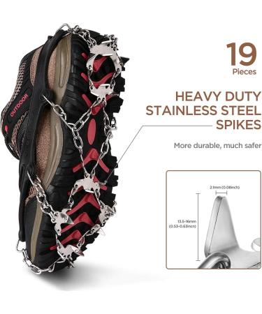 Crampons Snow Micro Spikes Ice Cleats 19 Stainless Steel Nails Traction Shoes for Snow Walking and Fishing - Men's and Ladies' Climbing Spikes - Buy Online on GoSupps.com