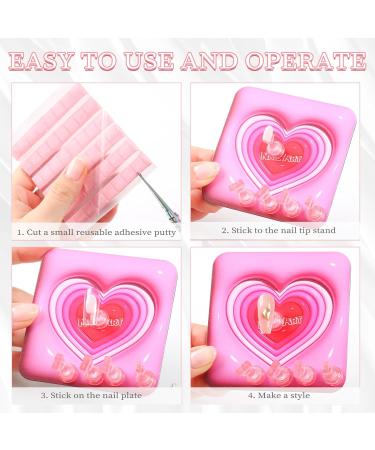 Shop BQAN Heart Acrylic Nail Holder - Perfect for Press Ons Nail Display & Practice | Reusable Adhesive Putty | Essential Nail Tech Supplies in Pink - Buy Online on GoSupps.com