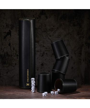Premium Leather Dice Cup Set - 5 Cups, 25 Dice, Faux Leather Case with Magnetic Closure - Buy Online on GoSupps.com