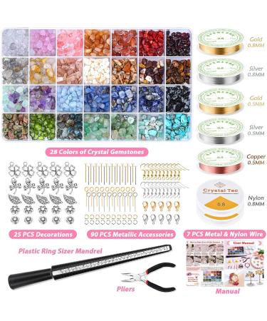 Selizo Ring Making Kit with 28 Colors Crystal Beads - Jewelry Wire, Pliers, and Earring Supplies for DIY Crystal Jewelry Making - Buy Online on GoSupps.com