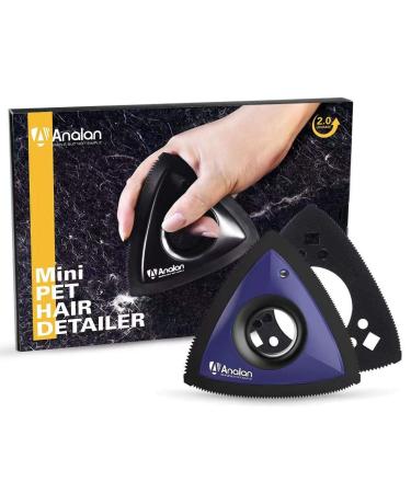 Analane Mini Animal Hair Removal brush Animal hair removal brush for carpet furniture carpets clothes and bed linen sofa (1 brush and 1 extra blade suit) (midnight blue) Midnight Blue