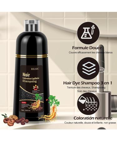 Shampoing Colorant Noir Hair Dye Shampoo 3 en 1 Shampooing Instantan pour Cheveux Shampooing Colorant Cheveux Blancs Color Shampoo pour Hommes et Femmes 500ml Noir shampoing colorant - Buy Online on GoSupps.com