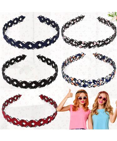 5 pieces of fashion hollowing out hair tires women girl woven hair band tire simple cute non-slip hair hoop hair accessories for make-up daily wearing dating sport travel