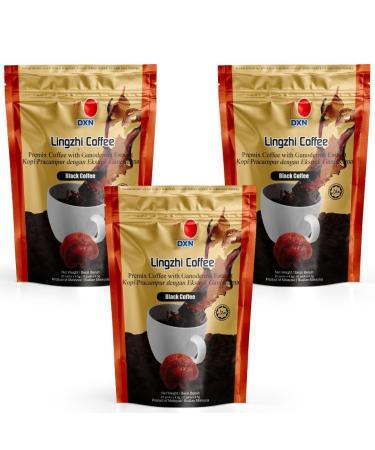 Lot of 3x DXN BLACK COFFEE Lingzhi Mushroom Black Coffee - Original - Ganoderma - 20 sachets x 4.5 grams
