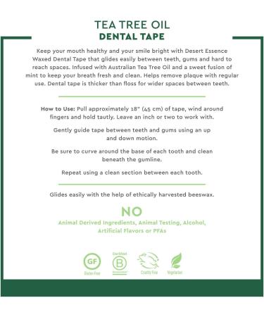 Desert Essence Tea Tree Oil Dental Tape - 30 Yards | Natural Oral Care for Fresh Breath & Healthy Gums - Buy Online on GoSupps.com
