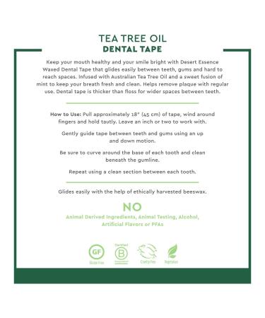 Desert Essence Tea Tree Oil Dental Tape - Waxed 30 Yds for Fresh Breath & Healthy Gums - Buy Online on GoSupps.com