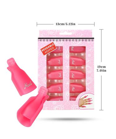 Qufiiry Nail Clips - 10 PC Nail Polish Remover Clips for Gel Soaking | Acrylic Nail Art Caps for Toes & Fingers | Pink Nail Art Accessories - Buy Online on GoSupps.com