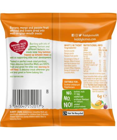 Kiddylicious Mango Banana and Passion Fruit Smoothie Melts 6g (Pack of 16) - Buy Online on GoSupps.com