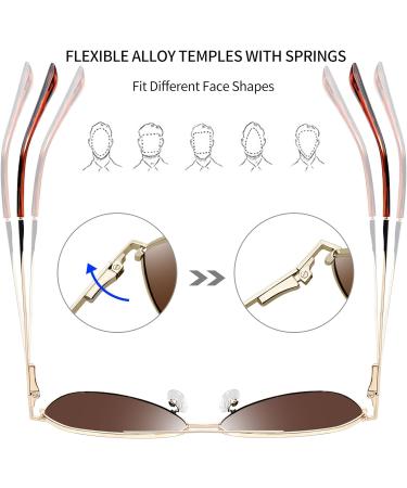 Joopin Polarised Al-Mg Metal Sunglasses for Men Women - Double Bridge Aviation Sun Glasses - UV Protection for Driving - B04 Gold/Brown - Buy Online on GoSupps.com