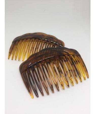 2 x insert comb approx. 7.5 x 5 cm havana-brown split tooth insert comb
