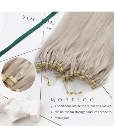 Moresoo Real Hair Extensions - 45cm Blonde Microring #60A - 50 Strands Cold Fusion Loop Extensions - Buy Online on GoSupps.com