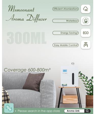 Mxmoonant Aroma Diffuser for Waterless Essential Oils - 600-800m Coverage 300ml Bottle Wall Bracket App Control & Timer - Perfect for Large Rooms & Hotels - Buy Online on GoSupps.com