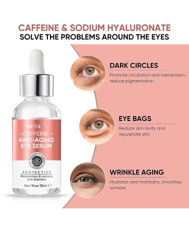 Caffeine Eye Serum for Dark Circles & Puffiness - 5% Caffeine Anti Aging Eye Cream (30ml) - Buy Online on GoSupps.com