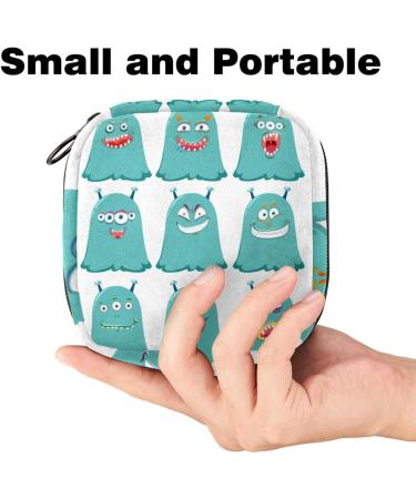 Blue Cute Aliens Women's Bag | Large Menstrual Cup Pocket & Zipper | Multi-Colored Period Inserts & Tampon Storage - Buy Online on GoSupps.com