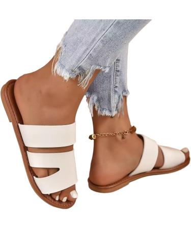 Nupaque Women s Dressy Slide Sandals - Flat Summer Open-Toe Shoes | Large Size 39 EU for Leisure Swimming & Shopping - Buy Online on GoSupps.com