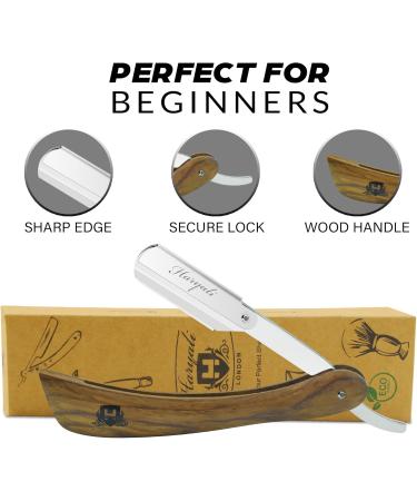 Haryali Professional Barber Straight Edge Razor for Men - Premium Wood Handle Perfect Shaving Tool for Barbers and Grooming - Buy Online on GoSupps.com