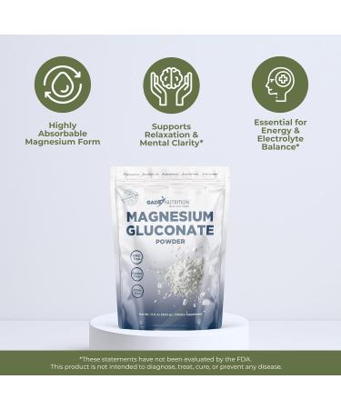Gade Nutrition Pure Magnesium Gluconate Powder | 500g, 1.4g per Serving, 357 Servings | Non-GMO, Gluten-Free, Filler Free, Highly Absorbable | USA Made Magnesium Gluconate 17.6 Ounce (Pack of 1) - Buy Online on GoSupps.com