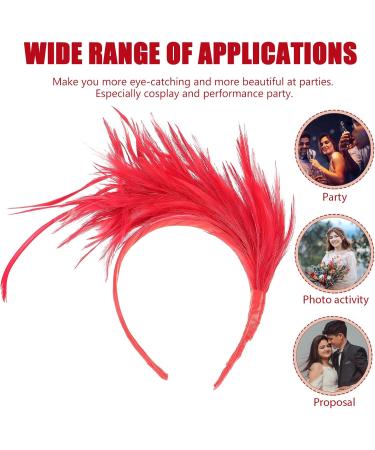 Feather Fascinator Headband Tea Party Headwear 1920s Headbands Flapper Headpieces 1920s for Women (Red) 1 Red - Buy Online on GoSupps.com