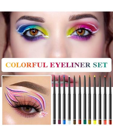 12 Colors Colored Eyeliner Pencils Set Colorful Gel Eyeliner Pen Set Professional Waterproof Long Lasting Retractable Eye Liner Pencils Smooth Eye Makeup Pen Gift Kit for Women&Girls Easy to Apply - Buy Online on GoSupps.com