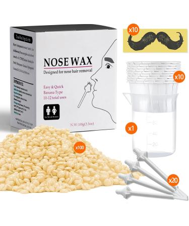 Nose Wax Kit Nose Wax 100g for Men & Women Nose Hair Removal Wax Hair Wax with 20 Applicators 10 Containers Nose Wax Quick Easy Nose Hair Wax Kit (10-20 Times Usage) - Buy Online on GoSupps.com