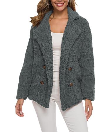 Hanxiulin Oversized Plush Jacket for Women - Warm Lined Fleece Mantel & Long Hooded Coat - Perfect Winter Outerwear in Dark Gray - Buy Online on GoSupps.com