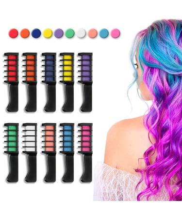 Warm Girl 10 Colors Hair Chalk Comb Temporary Hair Color Chalk Comb Washable for Gift Diy Cosplay for Carnival Christmas Halloween Birthday Parties