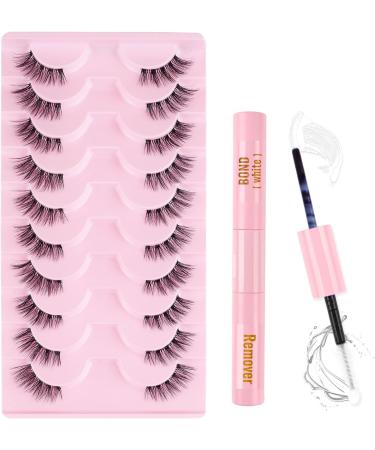 Oreola Half Lashes Kit Clear Band with Bond&Remover Wispy False Eyelashes Natural Look Cat Eye Lashes 10 Pairs 3/4 Corner Lashes Reusable Fake Lashes - Buy Online on GoSupps.com