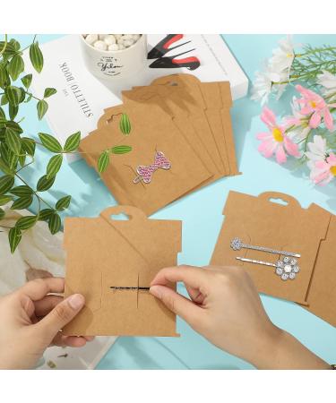 50 Pcs Kraft Hair Clip Display Cards - 4.75 x 5.25 in Rectangular Design for Hair Bow & Barrettes - Brown Cardboard Organizer for Jewelry & Accessories - Buy Online on GoSupps.com