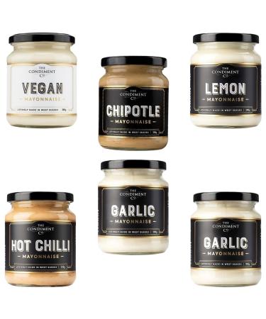 The Condiment Co Mayonnaise Pick N Mix - Choose From 6 Flavours | Chipotle Classic Garlic Hot Chilli Lemon Vegan - Lovingly Made In West Sussex - Pack of 2 x 300g