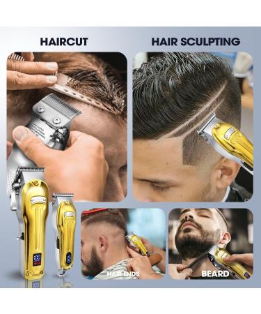 2 in 1 Hair Clipper for Men - Professional Gold Barber Clipper & Trimmers Set Wired/Wireless Zero Gap Beard Trimmer with LED Display 6500 RPM - Buy Now - Buy Online on GoSupps.com