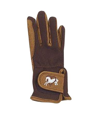 Ovation Child Heart & Horse Gloves,Lt Brown / Chocolate,size A 8-10