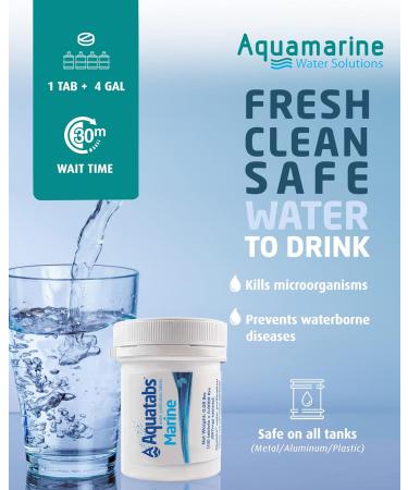 Aquatabs Marine Water Purification Tablets for Drinking - 397mg 100 Count Tub - Portable Water Purifier Tablets. Water Purification System Used to Maintain Freshwater Systems on Marine Vessels. - Buy Online on GoSupps.com