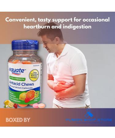 Antacid Chewable Tablets- Extra Strength Relief Chews Heartburn Assorted Fruit Tablets 60ct (Pack of 1) Boxed by Fusion Shop Store - Buy Online on GoSupps.com