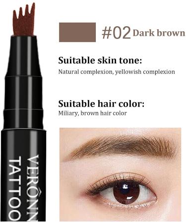 4 Points Eyebrow | Liquid 3D Eyebrow Makeup cil - Texture Slim Lines Eyebrow Water cil for Dating Parties and Daily Use B: Dark Brown - Buy Online on GoSupps.com