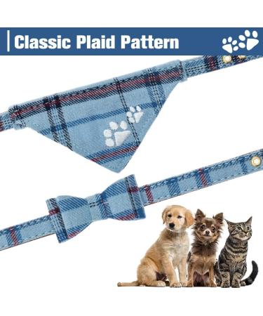 EXPAWLORER Dog Collar and Lead Set - Dog Bow Tie Collar and Dog Bandana Collar with Cute Bell No Tangle Dog Lead Adjustable Collars for Puppy Small Dogs Cats (Small) Small Blue - Buy Online on GoSupps.com